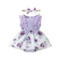 Vestido de Encaje triangular Sin Mangas Para Bebé Niña, ropa de cuerpo, Cinta Para El Pelo, 0 a 1 Años, 2024 - details 0