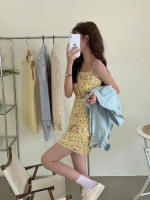 Vestido Mini Floral de Verano Tirantes, Cintura Ajustada, Estilo Coreano Moda para Mujeres - details 7