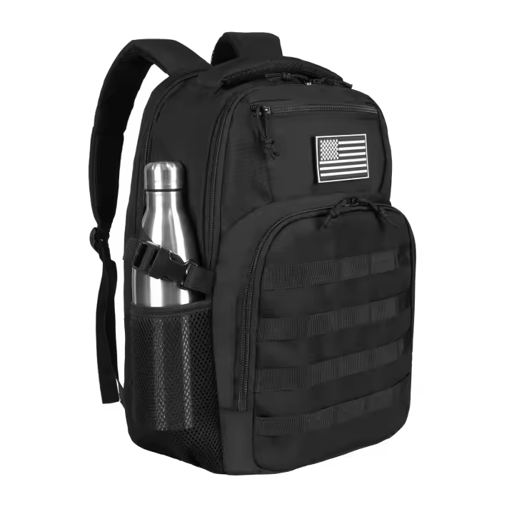 Mochila táctica de 30L para viaje y senderismo, mochila negra con portabotellas, mochila pequeña para ordenador portátil para el trabajo, Assaul para hombre - 1