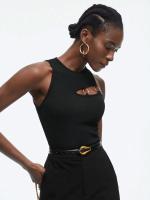 Camiseta casual negra sin mangas para mujer, top Y2K, regalo para mujer - details 3