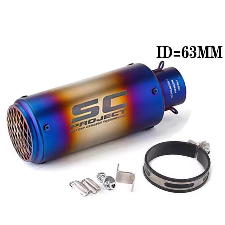 51mm/60mm/63mm Universal Motorcycle Exhaust Muffler Tailpipe SC project Canister Tail Pipe Stainless Carbon fiber 2Inches - 1