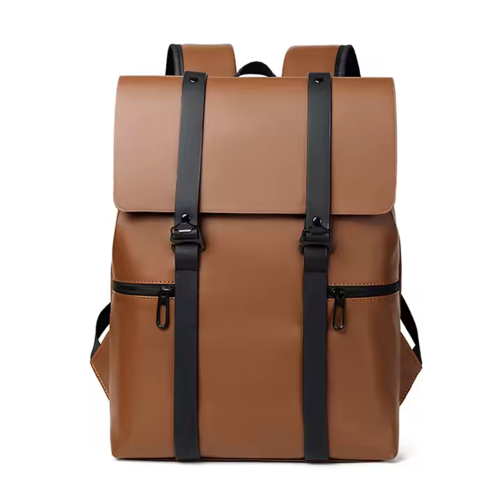 Mochila de piel sintética para hombre, morral de viaje para ordenador portátil, bolsa de viaje para estudiantes, bolsa para libros escolares - 1