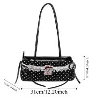 Bolso de mano francés dulce que combina con todo, bolso de mano con lazo de gran capacidad, bolsos para axilas de lunares, bolso de hombro de PU de encaje de estilo coreano, escuela - details 0