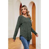 Jersey de manga larga para mujer, camiseta holgada con cuello redondo, tops de Color sólido, otoño e invierno, nuevo - details 20