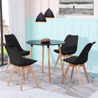 Juego de Mesa de Comedor y Sillas, 1 Mesa Redonda de 80 cm + 4 Sillas Blancas, de Diseño Nórdico - details 21