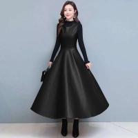 Camiseta sin mangas de cuero PU para mujer con bolsillos moda Otoño e Invierno Oficina A-e vestido largo de fiesta para mujer C235 - details 3