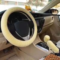 Funda protectora de felpa negra gruesa y cálida para volante de coche, decoración suave, rosa, para hombre, CO T8O7 - details 1