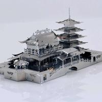 Modelo MMZ, rompecabezas de Metal, pabellón Longyuan clásico chino, construcción Diy, Kits de modelos 3D, corte láser, ensamblaje, rompecabezas, Juguetes - details 5