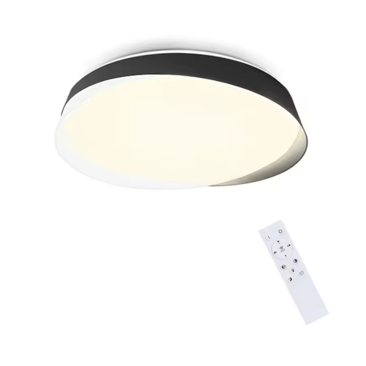 CBJKTX Luz de techo LED 36W 3000K-6000K 41.5*41.5*7.5cm Regulable Negro con Control remoto Dormitorio Redondo Moderno para Cocina - 1