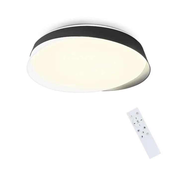 CBJKTX Luz de techo LED 36W 3000K-6000K 41.5*41.5*7.5cm Regulable Negro con Control remoto Dormitorio Redondo Moderno para Cocina - 1