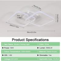 50W Plafon LED Techo Regulable, Lampara Techo con Mando a Distancia 3000K-6500K 59cm, Moderno Lamparas de Techo Salon Cuadrado para Dormitorio Salon Baño Cocina Comedor Pasillo - details 5
