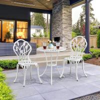 Conjunto de Mesa y Sillas Exterior Juego de Muebles de Aluminio para Jardín Balcón Terraza Blanco,44x44x85,5cm - details 4