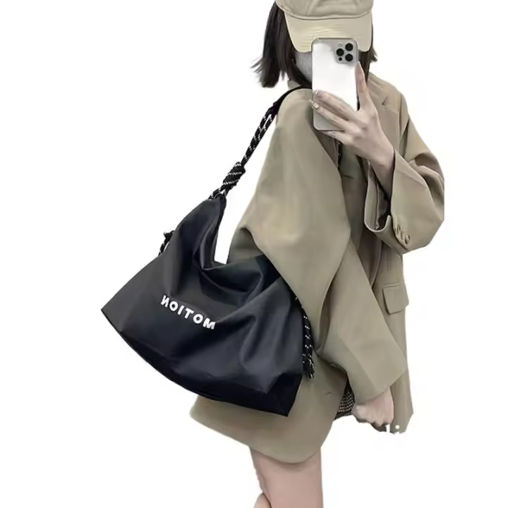 Bolso nuevo para mujer, bandolera de un solo hombro, gran capacidad, clase de estudiante universitario, bolso de mano de lona negro versátil informal - 1