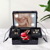 Estuche de tren para maquillaje Caja organizadora de cosméticos Estuche de maquillaje con luces, espejo, divisores personalizados para almacenar cosméticos y productos para el cuidado de la piel - details 0