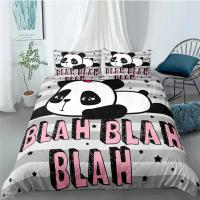 Juego de ropa de cama con dibujos de Panda para niños, funda nórdica creativa con funda de almohada para adolescentes, tamaño King - details 10