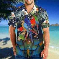 Camisa hawaiana de manga corta con estampado 3D de loro de verano para hombre y mujer, ropa para hombre - details 21