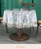 Paño de suelo suave de PVC transparente bordado ENE, mantel redondo para el hogar, impermeable - details 13