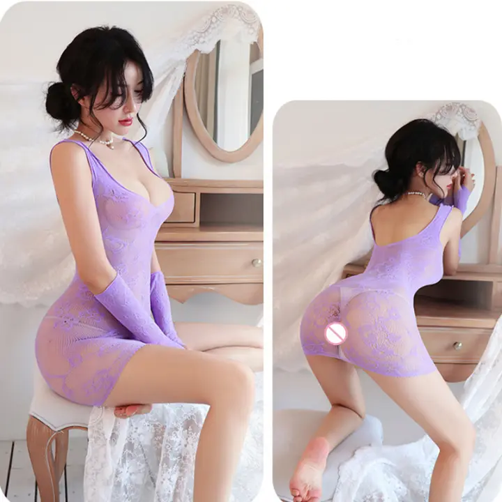 Lencería Sexy Falda Corta Ajustada con Escote en V Profundo Abrazo de Cadera Estilo Latex - 1