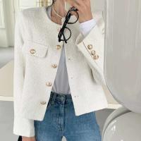 Chaqueta de Edición coreana para mujer, abrigo corto elegante de manga larga con cuello redondo, botón suelto francés a la moda, primavera y otoño 2025 - details 6