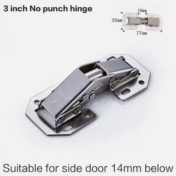 Bisagra oculta de apertura libre para armario, cajón, armario, puerta de madera sin ranura, herrajes para muebles, 1 piezas, 3 ", 4", 90 grados - 1