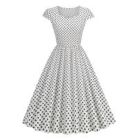X Vestido acampanado con estampado de lunares y manga cuadrada elegante de verano para mujer - details 16