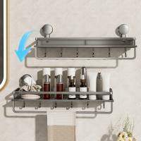 Estante de baño con ventosa de acero al carbono, montaje en pared, estante de almacenamiento para ducha con soporte de carga fuerte, gran capacidad, sin perforación - details 3