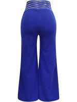 Pantalones elegantes de pierna ancha y cintura alta para mujer, malla transparente informal de oficina con ropa cruzada para mujer - details 1