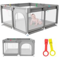 Parque Infantil Bebe 120x120cm + 2 Agarraderas – Corralito Bebe con Malla Transpirable – Parque de Juegos Bebe con Puerta Lateral – Parque Infantil Bebe - Gris - details 0