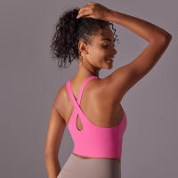 -Chaleco de yoga con espalda cruzada, ropa interior sin costuras, sujetador deportivo de alto impacto, secado rápido, adelgazante - details 11