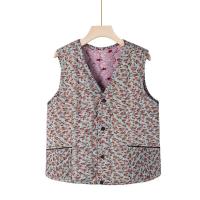 Chaquetas florales, chaqueta ultraligera sin mangas de otoño, base de algodón cálida para invierno, chaqueta con botones para mujer - details 2