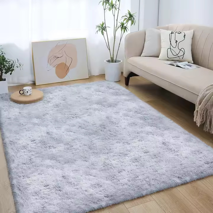 Alfombra de Pelusa Súper Suave de Moda Larga Antideslizante, Lavable para Dormitorios, Salón - 1