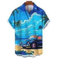 Camisa de manga corta con estampado 3D de playa y coche informal retro para hombre, ropa deportiva de verano, camiseta, ropa de diseñador para hombre - details 6