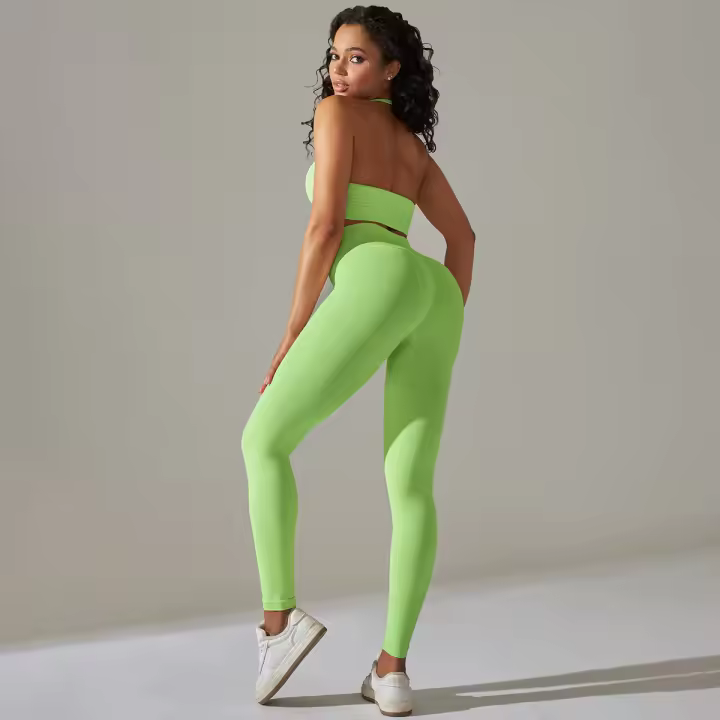 Conjunto de Yoga para Mujeres Ropa Deportiva de Alta Cintura, Top de Deportiva de Punto, Leggings, Bra Conjunto de Gimnasio - 1