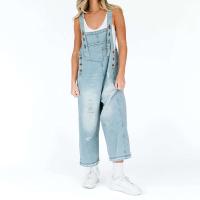 Monos de Denim Barril para Mujeres Pantalones de Cuero Ancho con Bolsillos - details 0