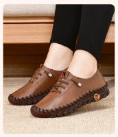 Zapatos de marca antideslizantes para mujer, zapatillas de cuero suave, mocasines cómodos sin cordones, zapatos para mamá con hilo de coser a mano - details 18