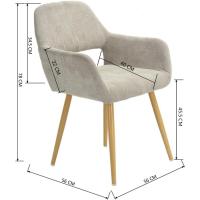 Juego de 2 Sillas de Comedor Escandinavas, Sillón Tapizado en Tela con Reposabrazos y Patas Metálicas para Cocina/Salón - details 2