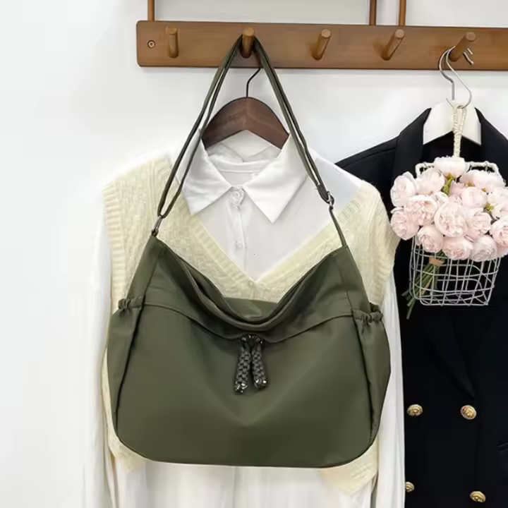 Bolsos Cruzados de Nylon Hobos Bolsos Manuales de Alta Capacidad para Mujer con Cremallera - 1