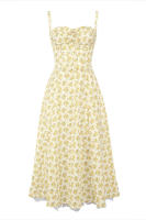 Vestido midi de satén con tirantes finos para mujer, abertura frontal, ahuecado, con bolsillos - details 43