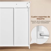 Suelo 4 Cajones Auxiliar Cómoda 2 Puertas, Estante Ajustable 81x30x83 cm Blanco - details 5