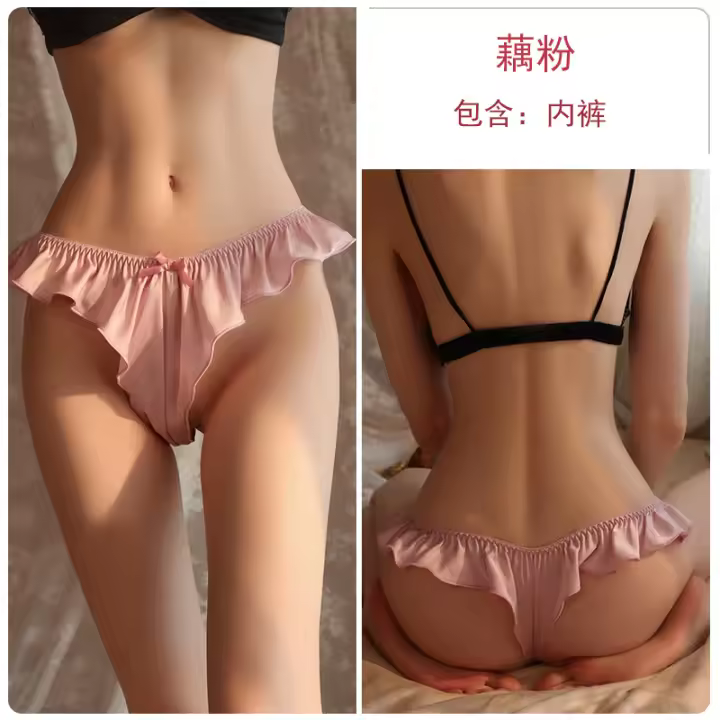 Dz Ruoruo Lencería sexy Tanga sexy Volantes Color sólido Satén Cintura elástica Ropa interior para niña 2096 - 1