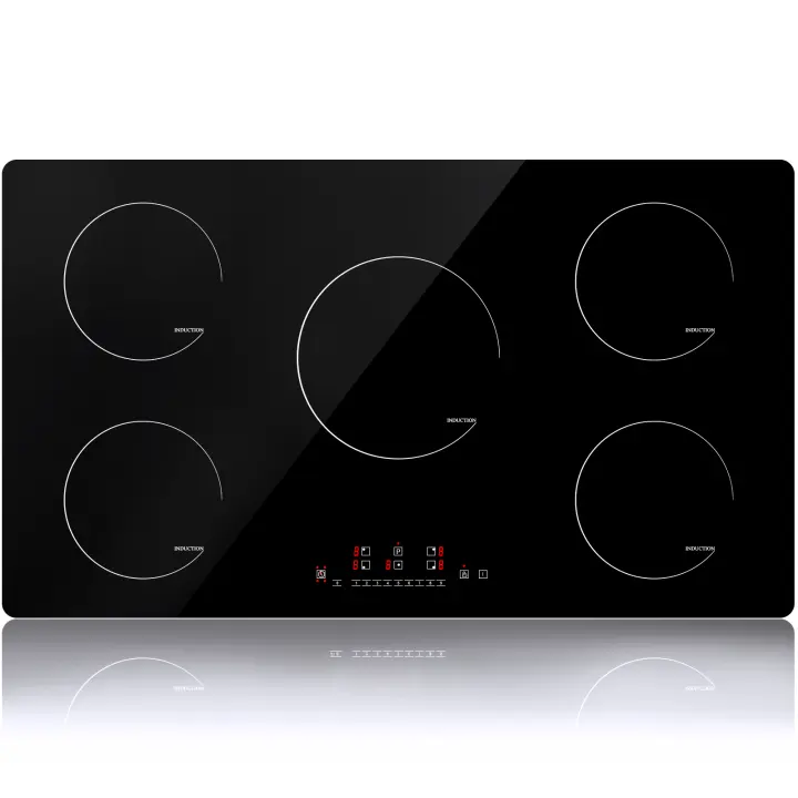 Campana de Inducción Iseasy Instalada, 5 Zonas de Cocina, 8600W, Temporizador de 1-99min, Vidrio - 1