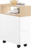 Mesa Auxiliar con 2 Estantes Consola Mesita de Noche con Ruedas Mesa Blanca Mesita 70 x 35 x 60 cm FBT34-W ES - details 61