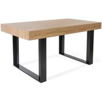 Mesa de comedor extensible rectangular para 6-10 personas, madera y negro, 160-200 cm - details 15