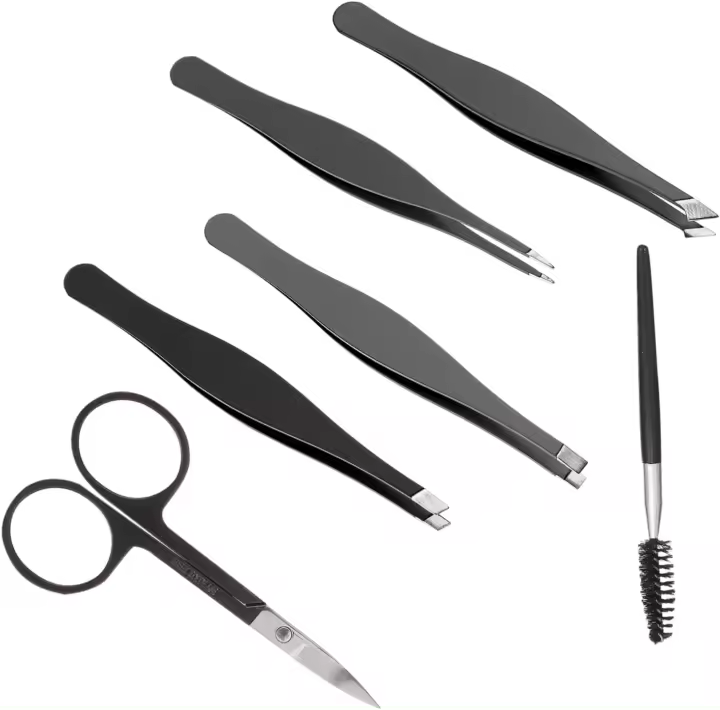 6Pcs Herramienta De Recorte De Cejas Juego De Rizador De Pestañas Kit De Spa Facial Set De Belleza Maquinillas De Afeitar Para El Vello Facial Depilación Facial Pinzas Para Cejas - 1