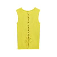 PB & ZA 2025, diseño de correa cruzada en la espalda, cuello redondo, tops sin mangas de color sólido, novedad de verano, ropa de mujer - details 2