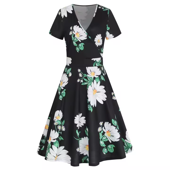 2025 Primavera/Verano Nuevo vestido francés para mujer con falda con vuelo grande - 1