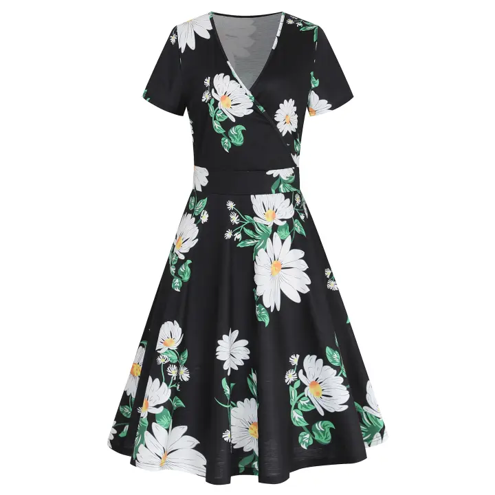 2025 Primavera/Verano Nuevo vestido francés para mujer con falda con vuelo grande - 1