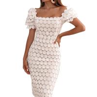 Nueva falda de viajero de estilo de encaje a la moda, vestido de longitud media envolvente en el pecho de Color sólido con cintura media de tres colores - details 1