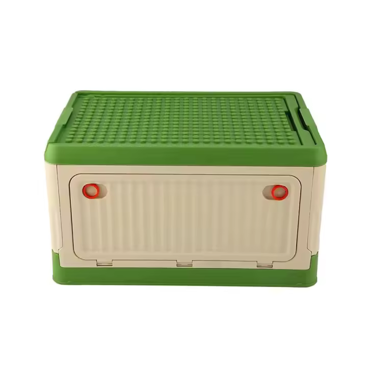 Caja de almacenamiento para niños de juguete de plástico plegable de gran capacidad, bloques de construcción para el hogar, libros para bebés y fundas para refrigerios - 1
