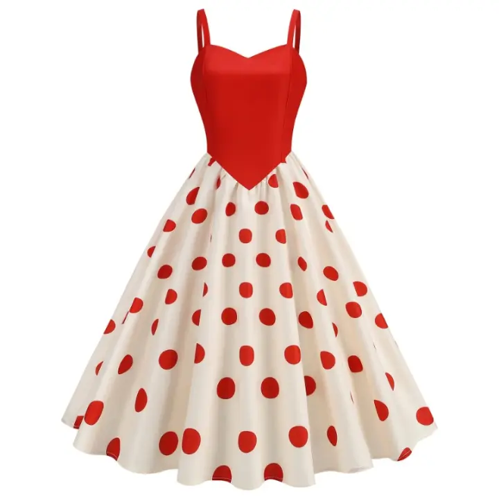 Verano liguero fresco ropa de mujer retro Vestido de péndulo estampado europeo y americano. - 1
